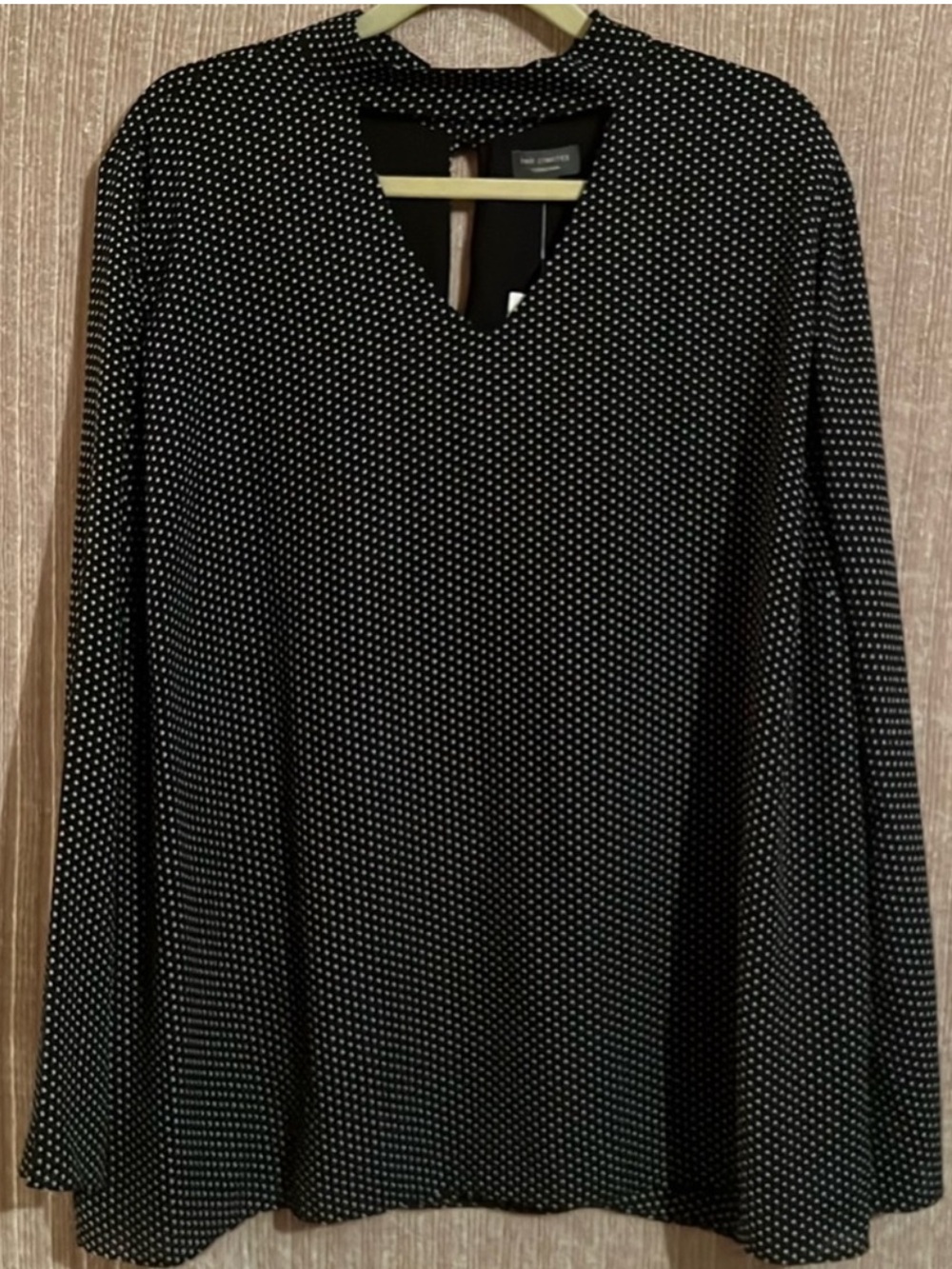The Limited Black Polka Dot V-Neck Long Sleeve Top
